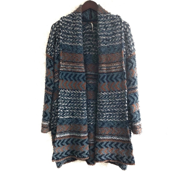 Free People long, open front cardigan. Size XS